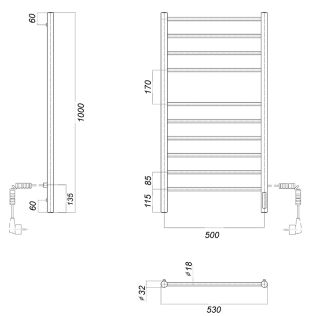 Полотенцесушитель электрический Domoterm Медея DMT П10 500х1000 EK R белый